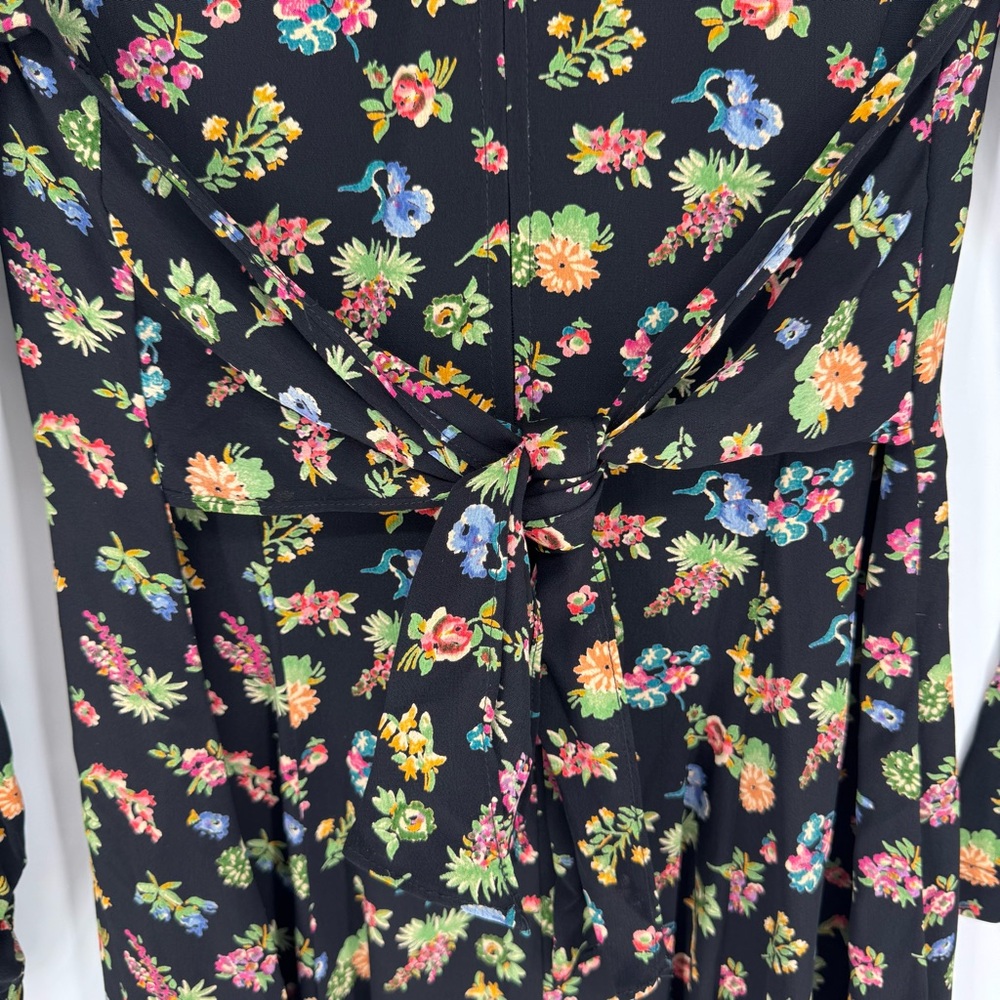 Vintage 90s Y2K‎ Fairy Grunge Betsey Johnson LS Floral Mini Dress Black Size 6 - Picture 9 of 11